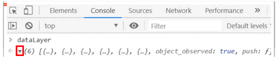 Data Layer Console log