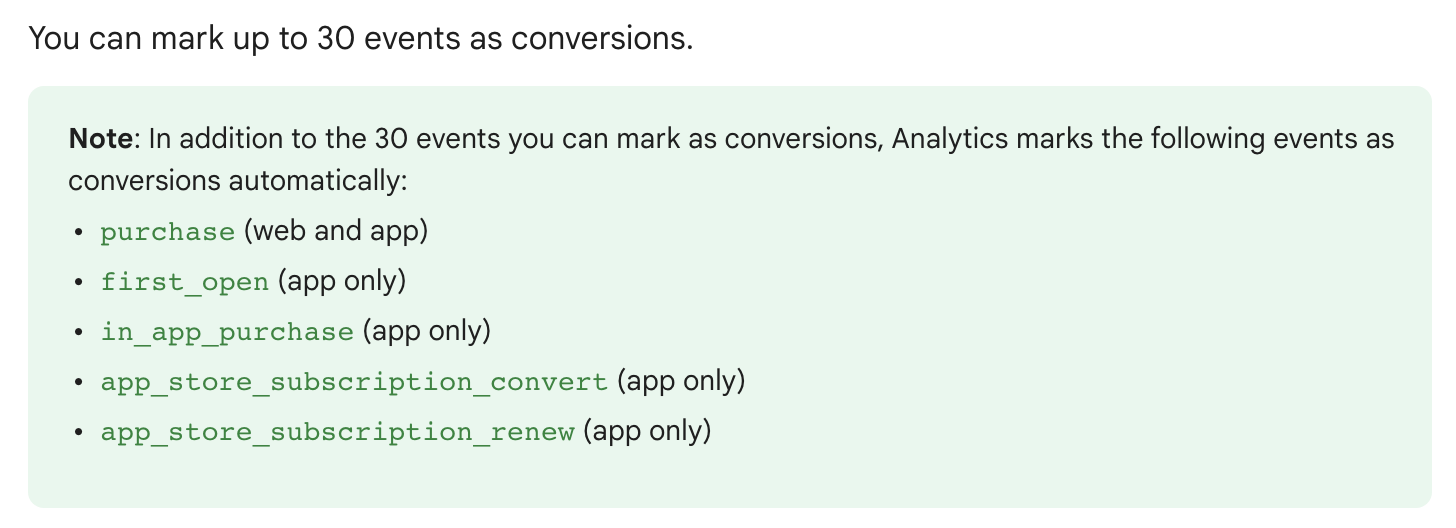 GA4 default convertions