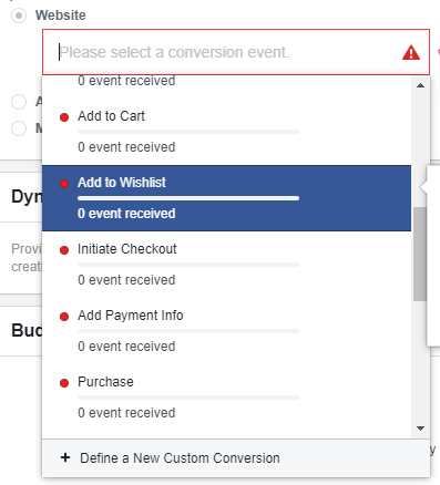 facebook custom-conversion events