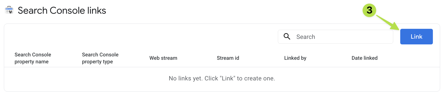 ga4 google search-console linking link button