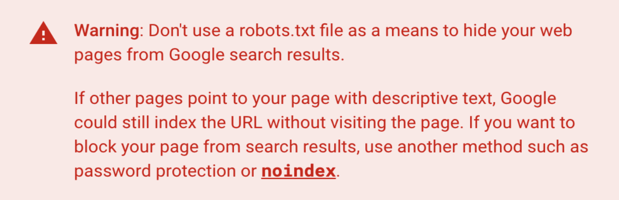 robot txt warning